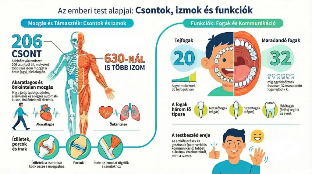 Emberi test grafikus személtető ábra magyar nyelven